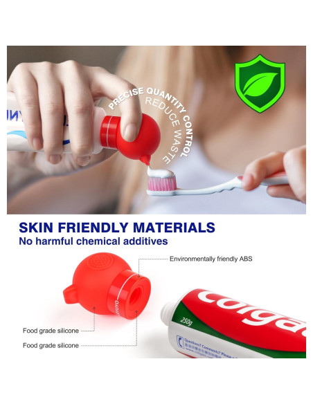 Dispensador de Pasta de Dientes Silicona LEYUYO Rojo 1 Unidad