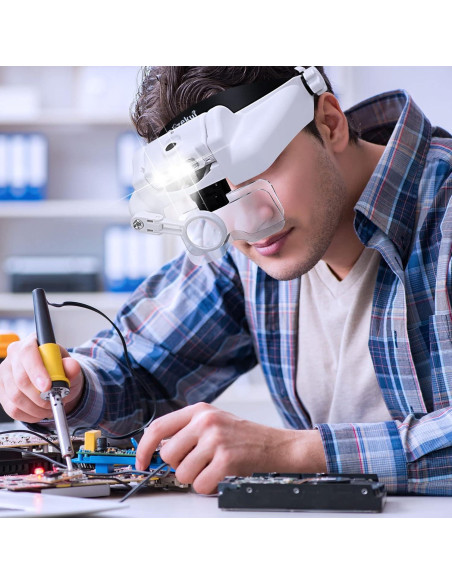 Lupa de diadema Dilzekui con luz y 6 lentes 1X-14X Lupa de diadema Dilzekui con luz y 6 lentes 1X-14X