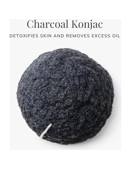 Esponja Facial Konjac Shikohin Carbón 100% Natural 9.5cm