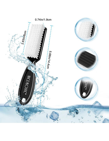 Cepillo de Uñas NICEMOVIC 10 Pcs Mango Antideslizante Negro