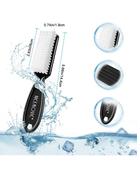 Cepillo de Uñas NICEMOVIC 10 Pcs Mango Antideslizante Negro