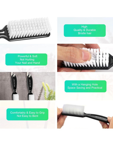 Cepillo de Uñas NICEMOVIC 10 Pcs Mango Antideslizante Negro