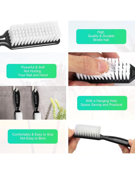 Cepillo de Uñas NICEMOVIC 10 Pcs Mango Antideslizante Negro