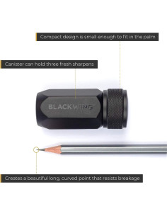 Sacapuntas Blackwing Punta Larga Compacto Aluminio Negro 2