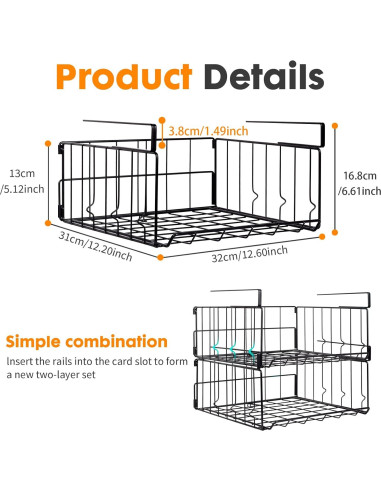 Cestas de Almacenamiento Plegables PowerKing 2 Paquete Negro