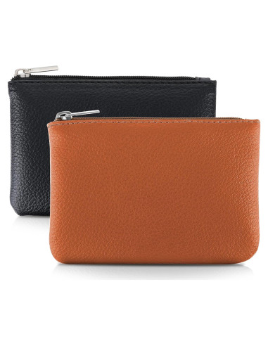 Monedero de Cuero PU TIESOME Mini 12x9cm Negro y Marrón