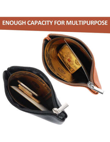 Monedero de Cuero PU TIESOME Mini 12x9cm Negro y Marrón