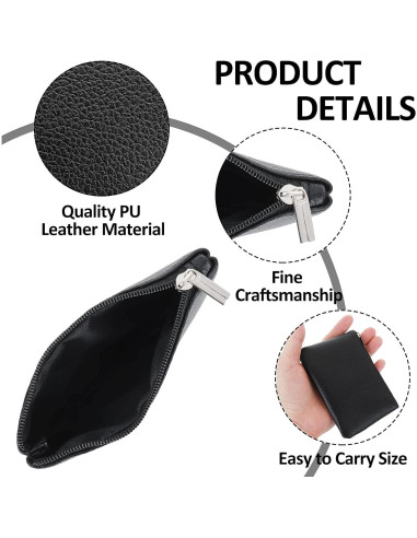 Monedero de Cuero PU TIESOME Mini 12x9cm Negro y Marrón