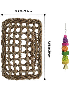 Columpio de Hierba Marina para Aves MUYG 20x15 cm Natural 2