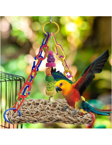 Columpio de Hierba Marina para Aves MUYG 20x15 cm Natural