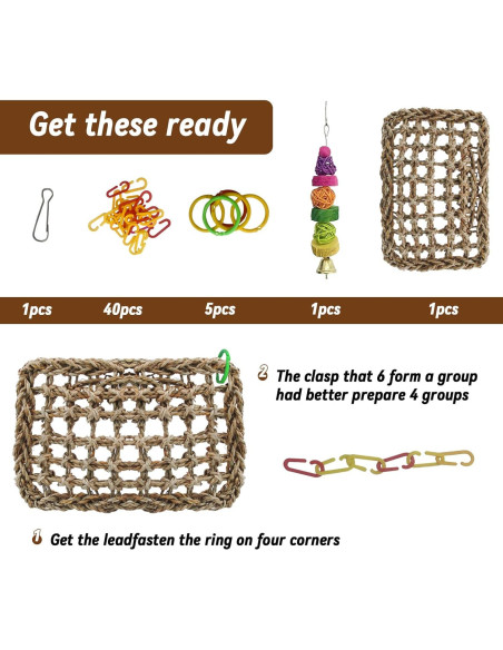 Columpio de Hierba Marina para Aves MUYG 20x15 cm Natural