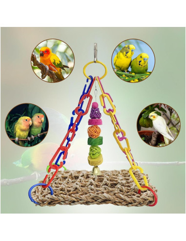 Columpio de Hierba Marina para Aves MUYG 20x15 cm Natural