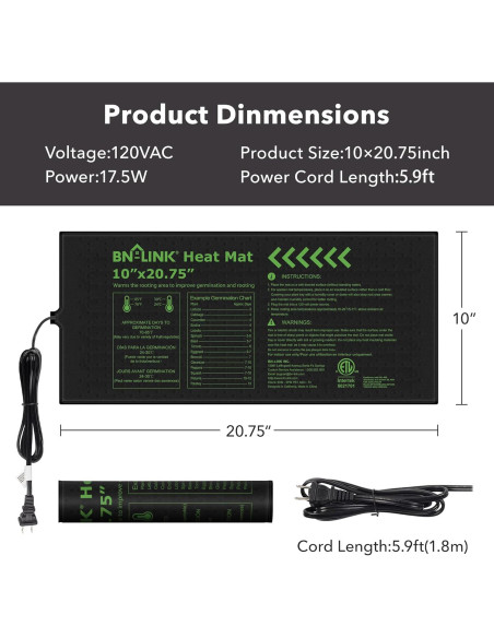 Almohadilla Térmica BN-LINK 10x20.75" para Plántulas