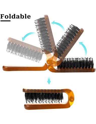 Cepillo de cabello plegable Sliverdew mini viaje cerdas jabalí