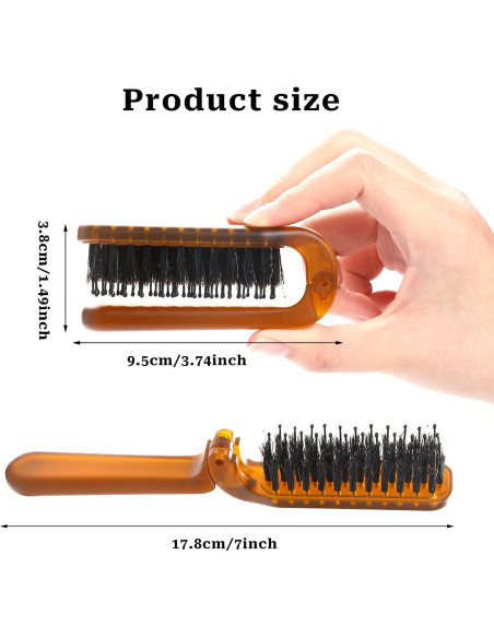 Cepillo de cabello plegable Sliverdew mini viaje cerdas jabalí