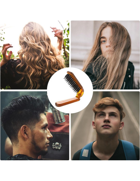 Cepillo de cabello plegable Sliverdew mini viaje cerdas jabalí