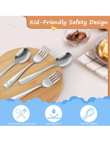 Juego de Cubiertos para Niños AUOIKK 10 Piezas Acero Inoxidable
