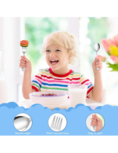 Juego de Cubiertos para Niños AUOIKK 10 Piezas Acero Inoxidable