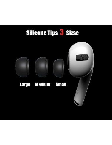 Puntas de Silicona para AirPods Pro 1 y 2 - 3 Pares S/M/L Negro