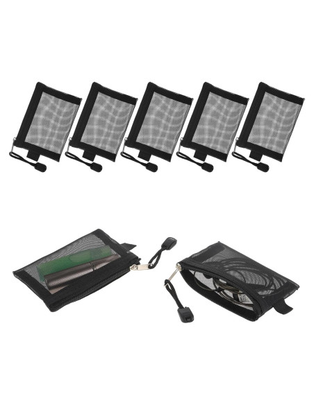 5 Mini Bolsas de Malla con Cierre Amabro - 10.5x7.5cm Negro 5 Mini Bolsas de Malla con Cierre Amabro - 10.5x7.5cm Negro