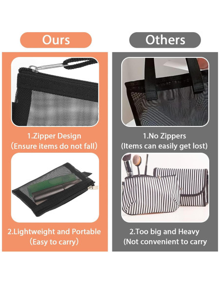 5 Mini Bolsas de Malla con Cierre Amabro - 10.5x7.5cm Negro 5 Mini Bolsas de Malla con Cierre Amabro - 10.5x7.5cm Negro