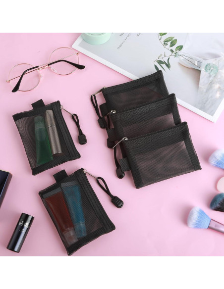 5 Mini Bolsas de Malla con Cierre Amabro - 10.5x7.5cm Negro 5 Mini Bolsas de Malla con Cierre Amabro - 10.5x7.5cm Negro