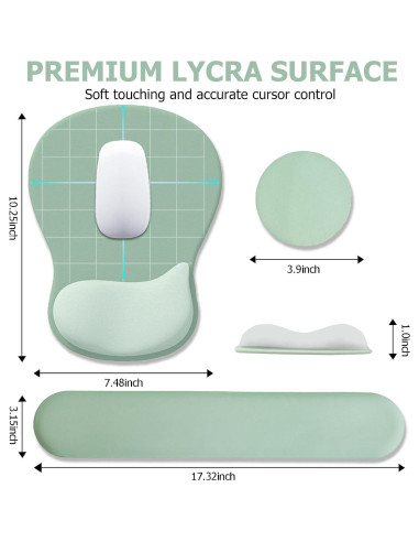 Alfombrilla de Ratón Ergonómica NEENALO con Reposamuñecas Verde