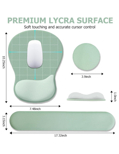 Alfombrilla de Ratón Ergonómica NEENALO con Reposamuñecas Verde