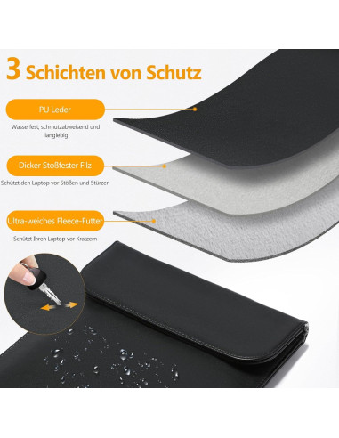 Funda para Laptop 13" HYZUO Negra, Resistente al Agua y Rayones