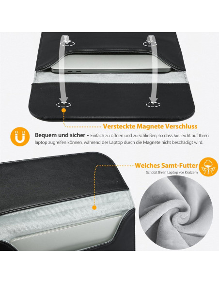 Funda para Laptop 13" HYZUO Negra, Resistente al Agua y Rayones Funda para Laptop 13" HYZUO Negra, Resistente al Agua y Rayones