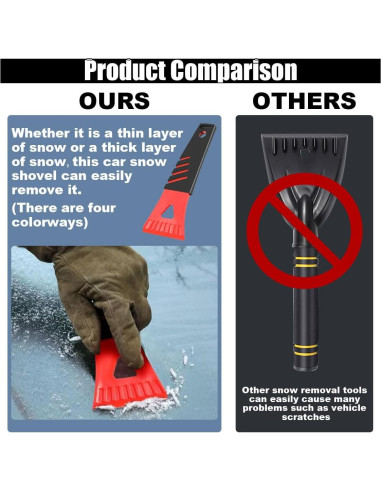 4 Raspadores de Hielo y Nieve para Coche GLSOWEE 18.18 cm