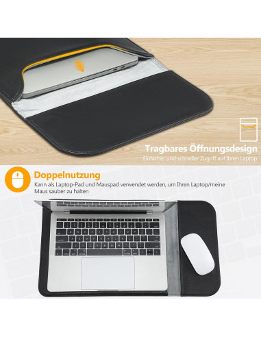 Funda para Laptop 13" HYZUO Negra, Resistente al Agua y Rayones