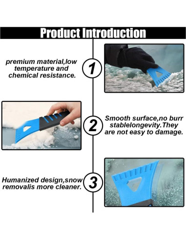 4 Raspadores de Hielo y Nieve para Coche GLSOWEE 18.18 cm