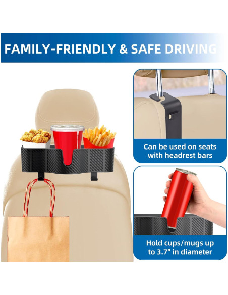 Organizador de Asiento Trasero OUSHASAA con Portavasos 9.4 cm