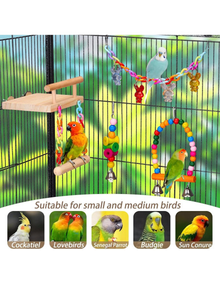 Kit de Juguetes para Aves 11 Pcs FrgKbTm - Columpio y Escalera