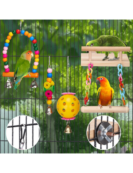 Kit de Juguetes para Aves 11 Pcs FrgKbTm - Columpio y Escalera