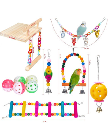 Kit de Juguetes para Aves 11 Pcs FrgKbTm - Columpio y Escalera