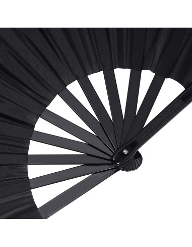 2 Abanicos Plegables de Mano Wobe Negro 64.5x34cm para Danza