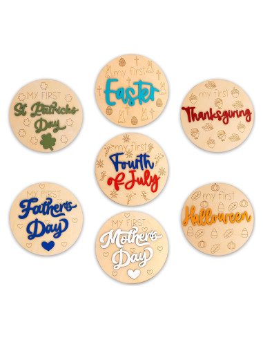 7 Piezas Accesorios de Madera para Fotos de Vacaciones Bebé