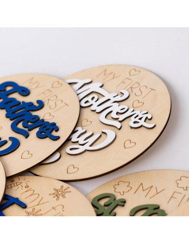 7 Piezas Accesorios de Madera para Fotos de Vacaciones Bebé