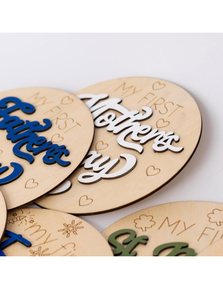 7 Piezas Accesorios de Madera para Fotos de Vacaciones Bebé