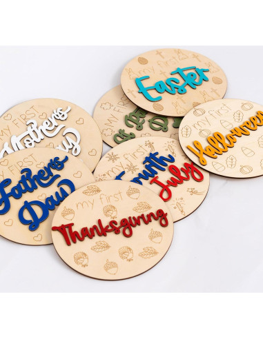 7 Piezas Accesorios de Madera para Fotos de Vacaciones Bebé