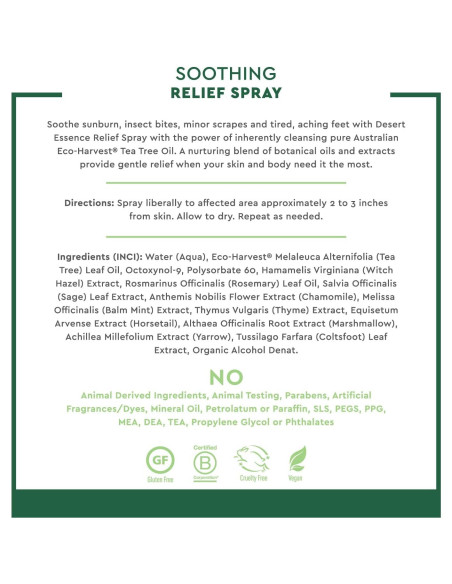 Spray Alivio Natural Desert Essence 118 ml - Aceite de Árbol de Té