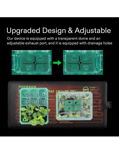 Bandejas de Inicio de Semillas VIVOSUN 72 Celdas con Almohadilla Térmica
