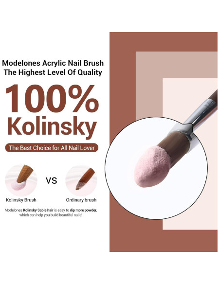 Pincel para Uñas Acrílicas Modelones 100% Pelo Kolinsky Tamaño 8