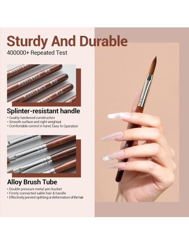 Pincel para Uñas Acrílicas Modelones 100% Pelo Kolinsky Tamaño 8