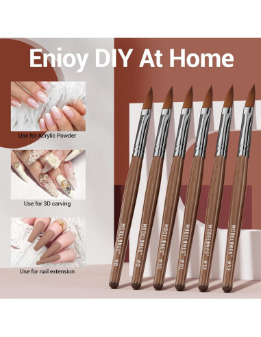 Pincel para Uñas Acrílicas Modelones 100% Pelo Kolinsky Tamaño 8