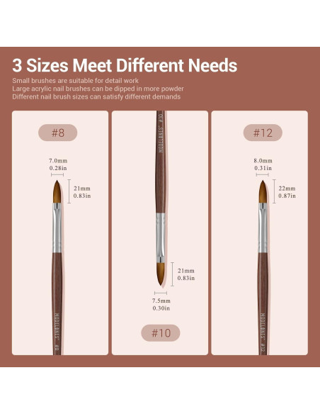 Pincel para Uñas Acrílicas Modelones 100% Pelo Kolinsky Tamaño 8