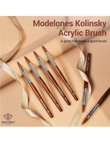 Pincel para Uñas Acrílicas Modelones 100% Pelo Kolinsky Tamaño 8