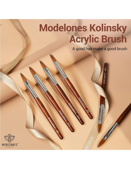 Pincel para Uñas Acrílicas Modelones 100% Pelo Kolinsky Tamaño 8
